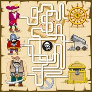 Maze with pirates Vector game for kids N2