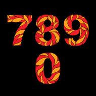 Ornamental bright figures numbers decorated with herbal pattern