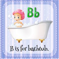 Flashcard letter B bathtub
