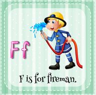 Flashcard letter F fireman