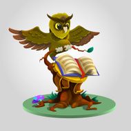 Cartoon owl and book Vector illustration