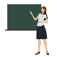 Teacher in front of chalkboard