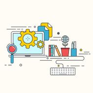 Vector modern thin line flat design of tutorial N2
