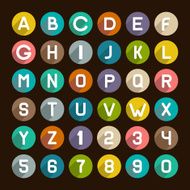 Flat Style Alphabet Icons Set Numbers and Letters Vector