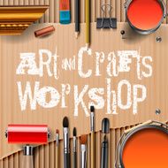 Art and crafts template with artist tools