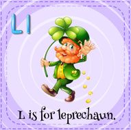 Flashcard letter L leprechaun