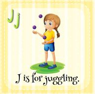 Flashcard letter J juggling N2