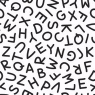 Hand Drawn Uppercase Letters Seamless Pattern