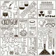 Chemistry Science Banners set Hand Drawn Vector Illustrations N2