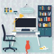 Flat interior vector design Workspace N2