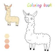 Coloring book lama kids layout for game vector N2