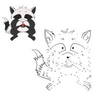 Connect the dots game raccoon vector illustration N2