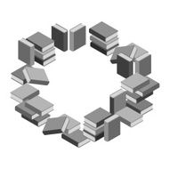 Set of stacks books in gray scale circle