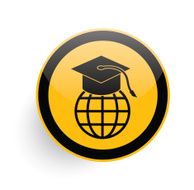 Education icon on yellow button clean vector