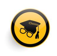 Education icon on yellow button clean vector N2