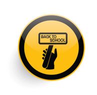 Back to school icon on yellow button clean vector