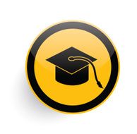 Hat of education icon on yellow button clean vector