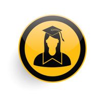 Student icon on yellow button clean vector