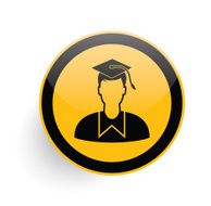 Student icon on yellow button clean vector N2