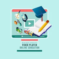 3d isometric flat design of online education N2