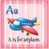 Flashcard alphabet for airplane