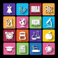 set of icons education flat style