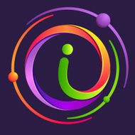I letter with atoms orbits