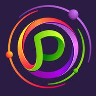 P letter with atoms orbits