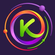 K letter with atoms orbits