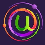 U letter with atoms orbits