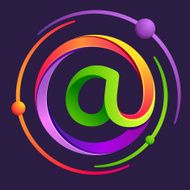 Letter A with atoms orbits