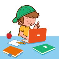 Boy doing homework on the computer N2