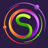 S letter with atoms orbits