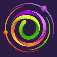 O letter with atoms orbits