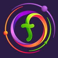 F letter with atoms orbits