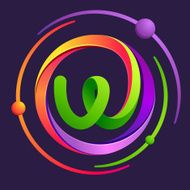 W letter with atoms orbits