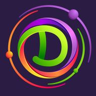 D letter with atoms orbits