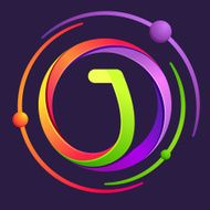 J letter with atoms orbits