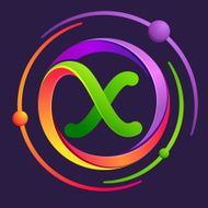 X letter with atoms orbits