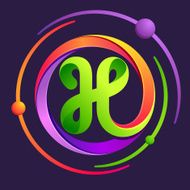 Q letter with atoms orbits N2