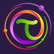 T letter with atoms orbits