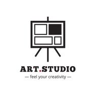 Vector minimalistic art studio logo Easel logotype N2