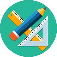 Triangle Ruler Ruler And Pencil Flat Icon