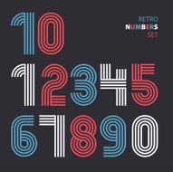 Retro stripes funky numbers set trendy elegant retro style desig N3