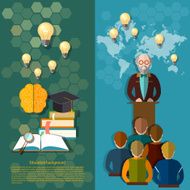 Science and education online study students banners