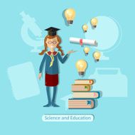 Education concept schoolgirl diploma power of knowledge N2