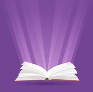 Illustration with open book and rays of light N2
