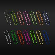 Realistic paper clips on a dark background N2
