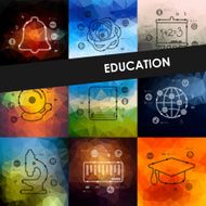 education timeline infographics with blurred background