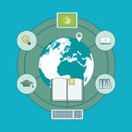 Flat design modern vector illustration icons set of online education N2